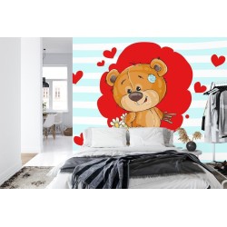 Fototapete The Big Heart Bears: Bradley Hat Blumen