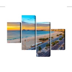Mehrteiliges Bild Sonnenaufgangsansicht Von Copacabana-Strand Und Avenida