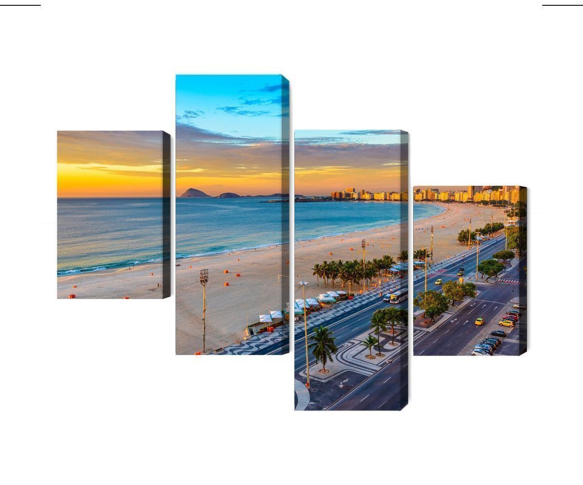 Mehrteiliges Bild Sonnenaufgangsansicht Von Copacabana-Strand Und Avenida