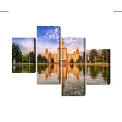 Mehrteiliges Bild Blick Auf Das Gebäude Der Staatlichen Universität Moskau