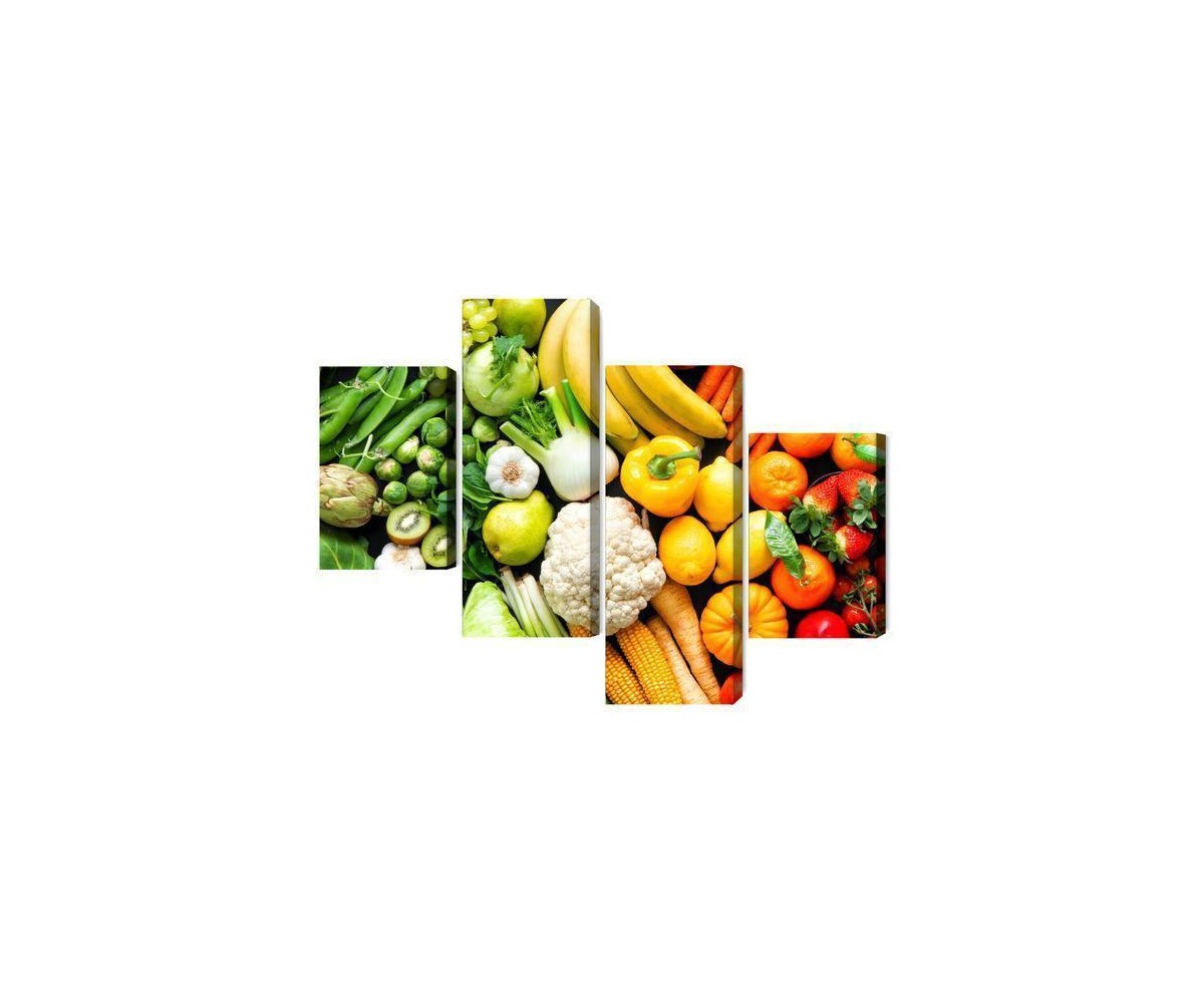 Mehrteiliges Bild Obst Und Gemüse In Regenbogenfarben