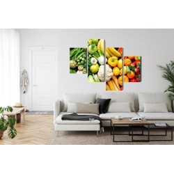 Mehrteiliges Bild Obst Und Gemüse In Regenbogenfarben