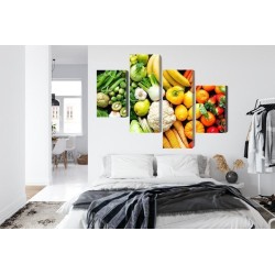 Mehrteiliges Bild Obst Und Gemüse In Regenbogenfarben