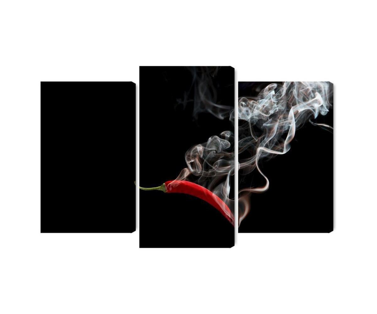 Mehrteiliges Bild Roter Chili Mit Rauch