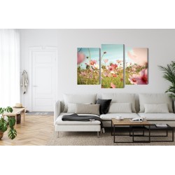 Mehrteiliges Bild Kosmosblumen Im Garten