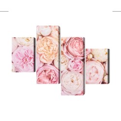 Mehrteiliges Bild Blühende Blumen In Pastellfarben