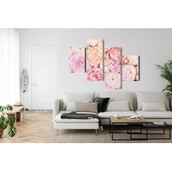 Mehrteiliges Bild Blühende Blumen In Pastellfarben