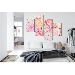Mehrteiliges Bild Blühende Blumen In Pastellfarben