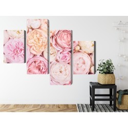 Mehrteiliges Bild Blühende Blumen In Pastellfarben