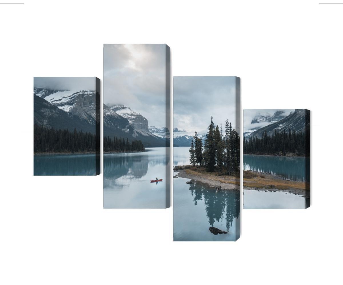 Mehrteiliges Bild Geisterinsel Im Jasper Nationalpark  Kanada