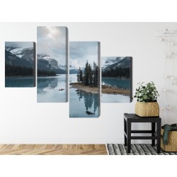 Mehrteiliges Bild Geisterinsel Im Jasper Nationalpark  Kanada