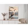 Poster Illustration Mit Einem Kranich Und Einer Kiefer