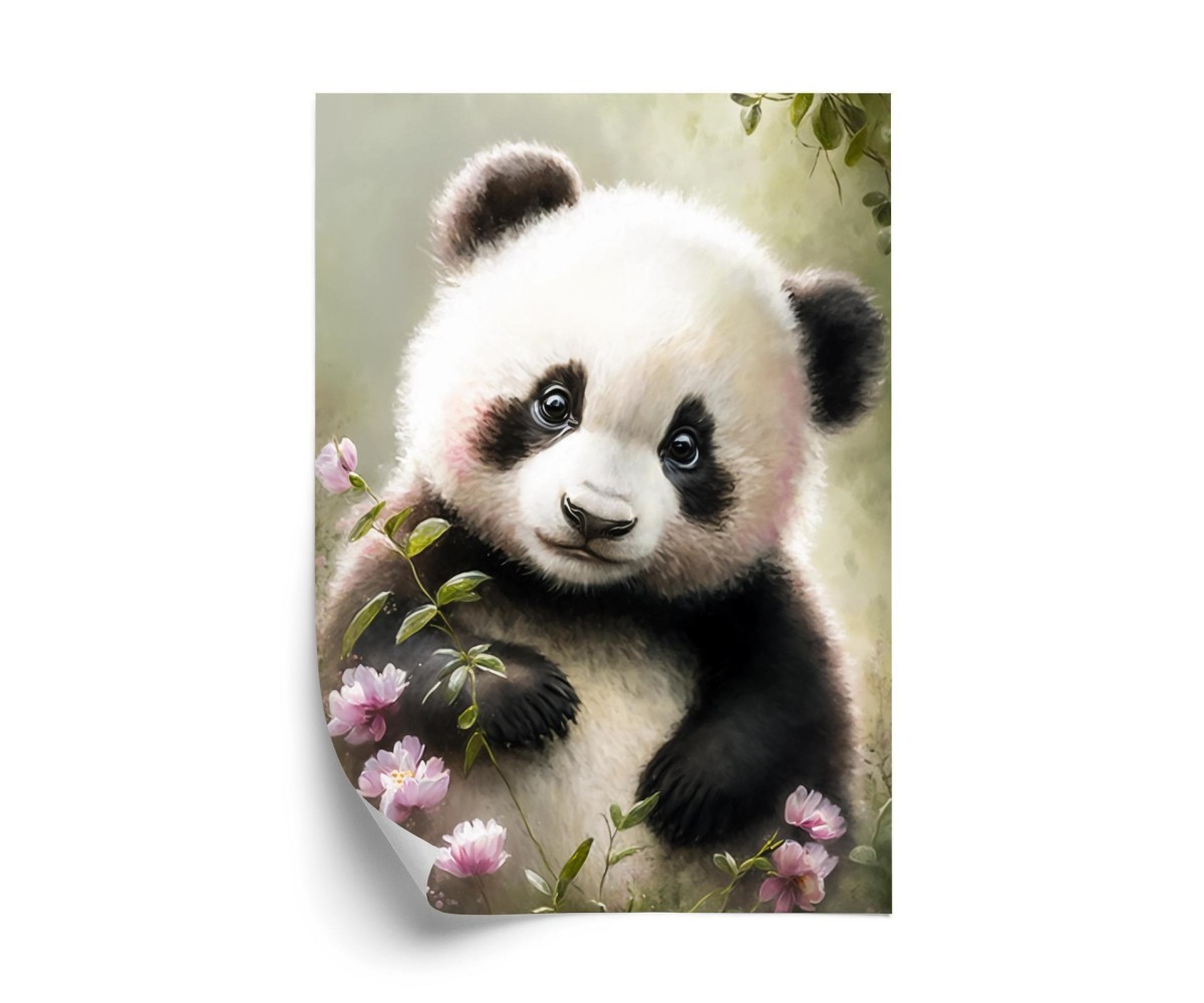 Poster Ein Märchenhafter Panda In Blumen