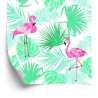 Tapete Tropische Blätter Flamingos