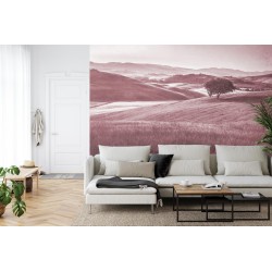 Fototapete Rolling Hills Faded Vintage In Rot