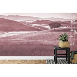 Fototapete Rolling Hills Faded Vintage In Rot