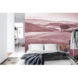 Fototapete Rolling Hills Faded Vintage In Rot
