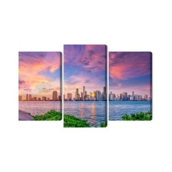Mehrteiliges Bild Panorama Von Miami Während Des Sonnenuntergangs