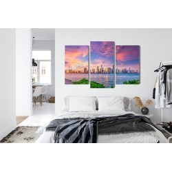 Mehrteiliges Bild Panorama Von Miami Während Des Sonnenuntergangs