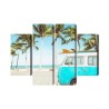 Mehrteiliges Bild Retro-Auto Am Strand 3D