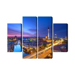 Mehrteiliges Bild Berlin-Panorama Bei Sonnenuntergang