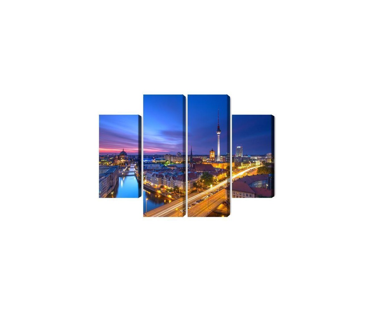 Mehrteiliges Bild Berlin-Panorama Bei Sonnenuntergang