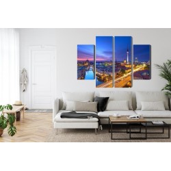 Mehrteiliges Bild Berlin-Panorama Bei Sonnenuntergang