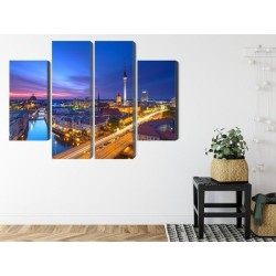 Mehrteiliges Bild Berlin-Panorama Bei Sonnenuntergang