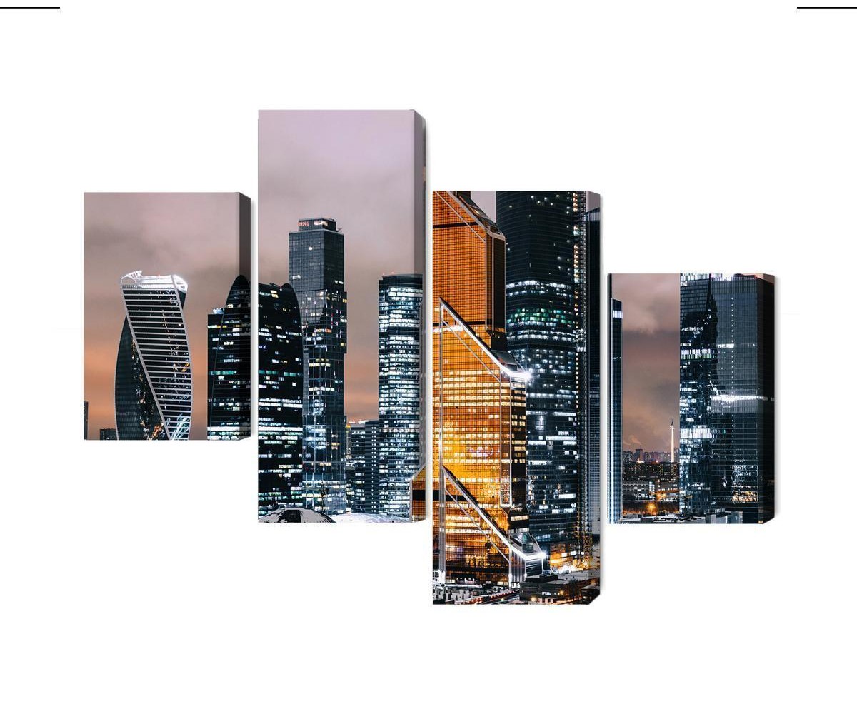 Mehrteiliges Bild Panorama Des Moskauer Stadtzentrums Und Der Wolkenkratzer