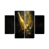 Mehrteiliges Bild Goldene Flasche Champagner