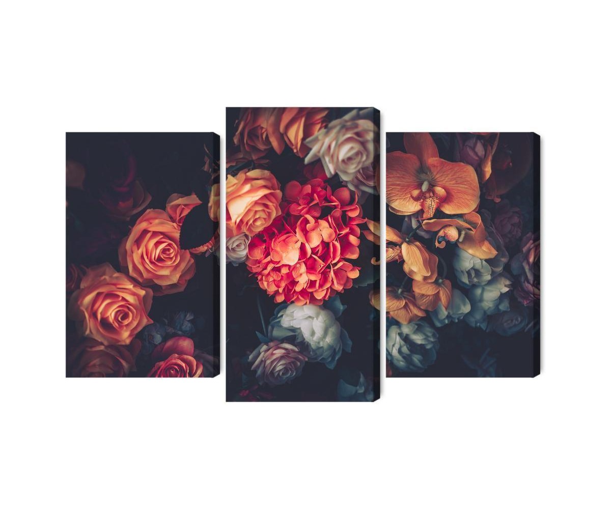Mehrteiliges Bild Bunte Blumen Für Vintage-Stil