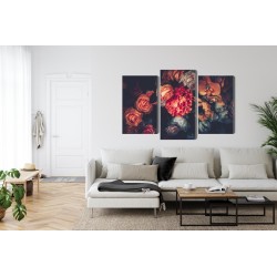 Mehrteiliges Bild Bunte Blumen Für Vintage-Stil