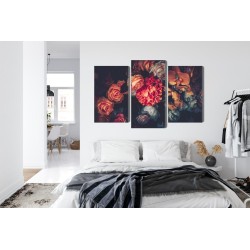 Mehrteiliges Bild Bunte Blumen Für Vintage-Stil