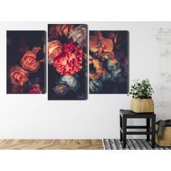 Mehrteiliges Bild Bunte Blumen Für Vintage-Stil