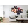 Mehrteiliges Bild Mehrfarbige Blumen Im Vintage-Stil