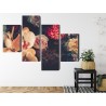 Mehrteiliges Bild Mehrfarbige Blumen Im Vintage-Stil