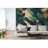 Fototapete Seamless Tropical Pattern With Exotic Trees  Leopards  And Palm Leaves. Abstract Jungle Pattern With Leopards