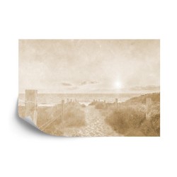 Fototapete Sommer-Sonnenuntergang Verblaßte Weinlese Sepia