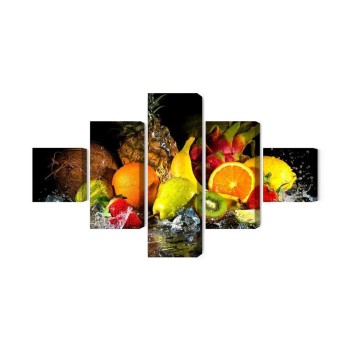 Mehrteiliges Bild Obst Mit Einem Spritzer Wasser