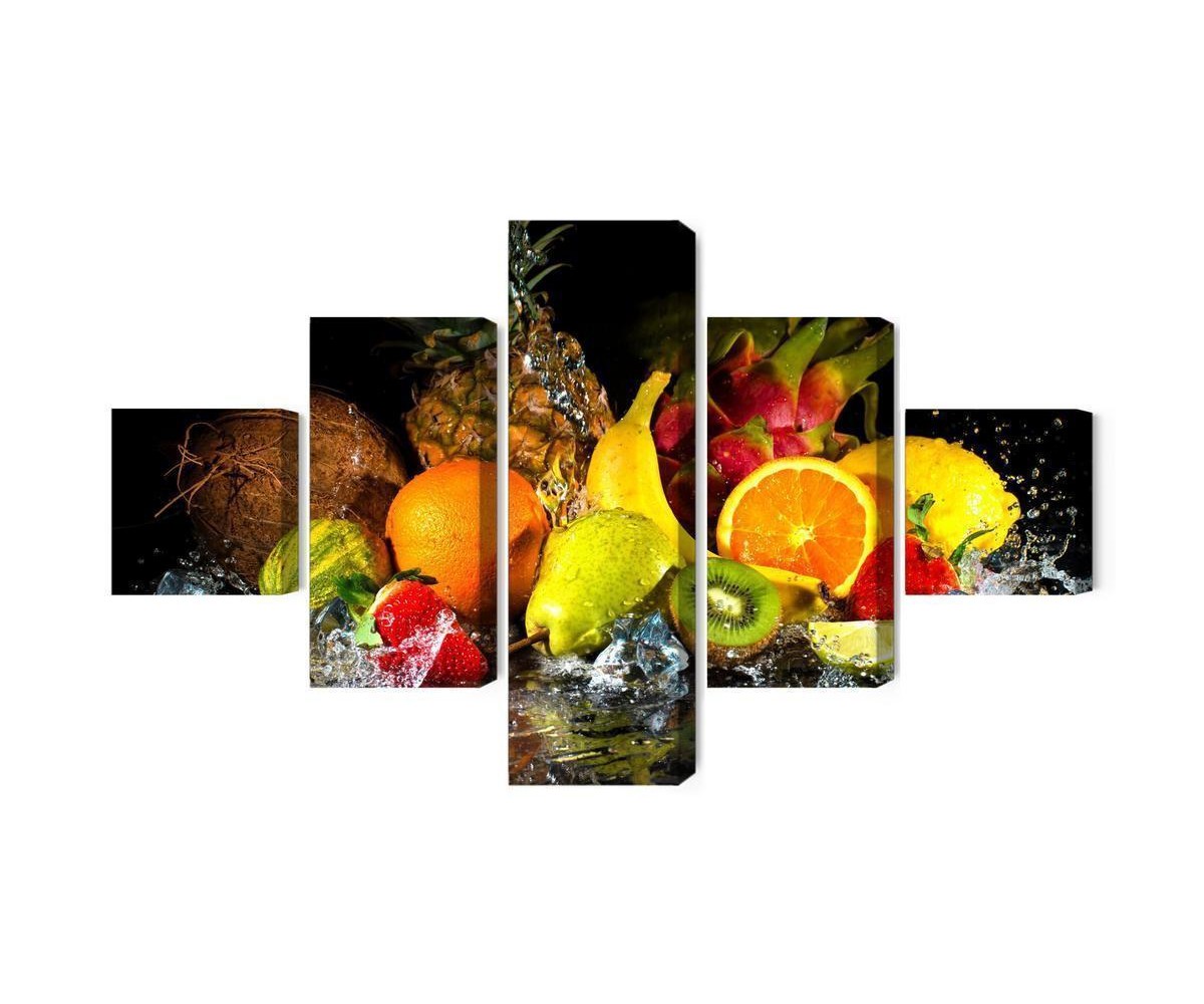 Mehrteiliges Bild Obst Mit Einem Spritzer Wasser