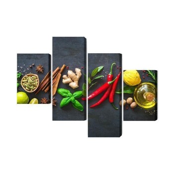 Mehrteiliges Bild Frische Aromatische Gewürze