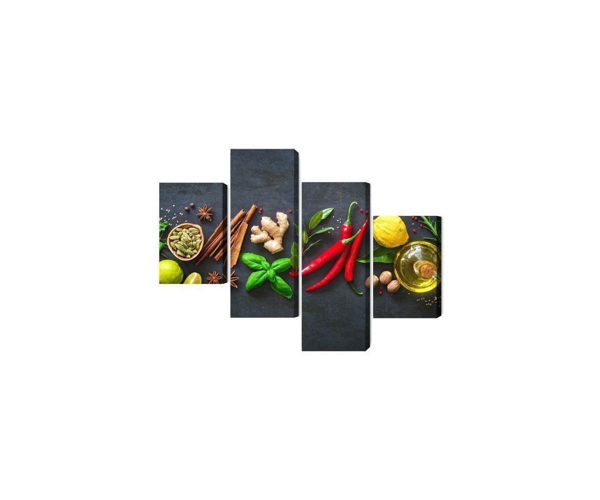Mehrteiliges Bild Frische Aromatische Gewürze