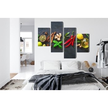 Mehrteiliges Bild Frische Aromatische Gewürze