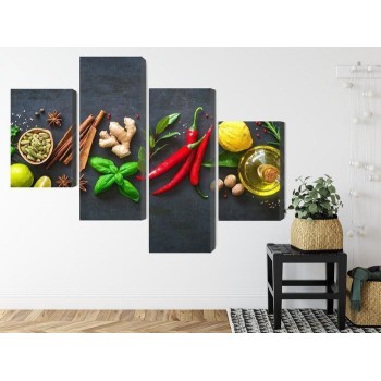 Mehrteiliges Bild Frische Aromatische Gewürze
