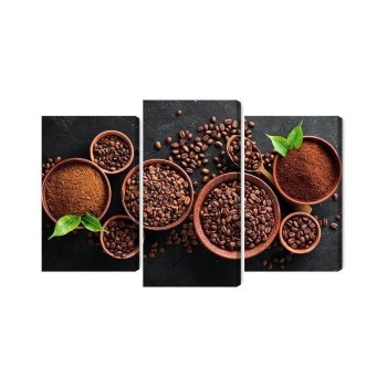 Mehrteiliges Bild Gemahlener Kaffee Und Bohnen