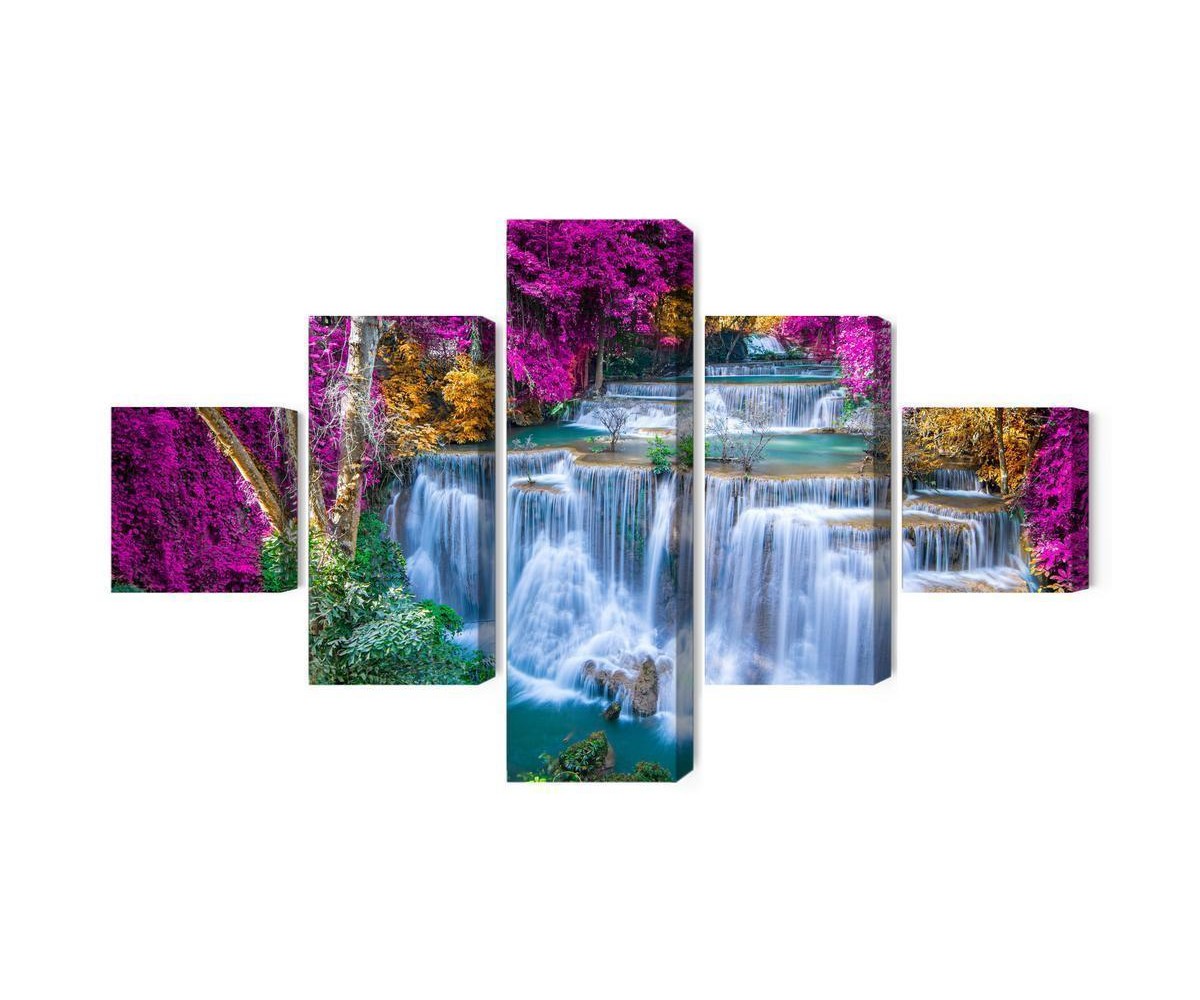 Mehrteiliges Bild Ein Wasserfall In Der Herbstsaison