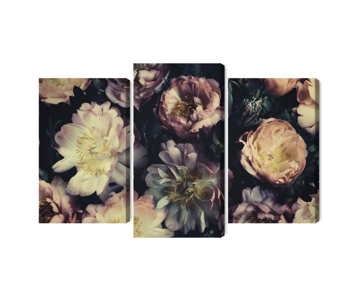 Mehrteiliges Bild Ein Bunter Blumenstrauß Im Vintage-Stil