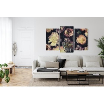 Mehrteiliges Bild Ein Bunter Blumenstrauß Im Vintage-Stil