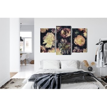 Mehrteiliges Bild Ein Bunter Blumenstrauß Im Vintage-Stil