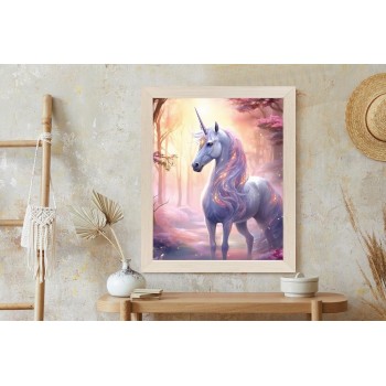 Poster Leuchtendes Einhorn Im Wald